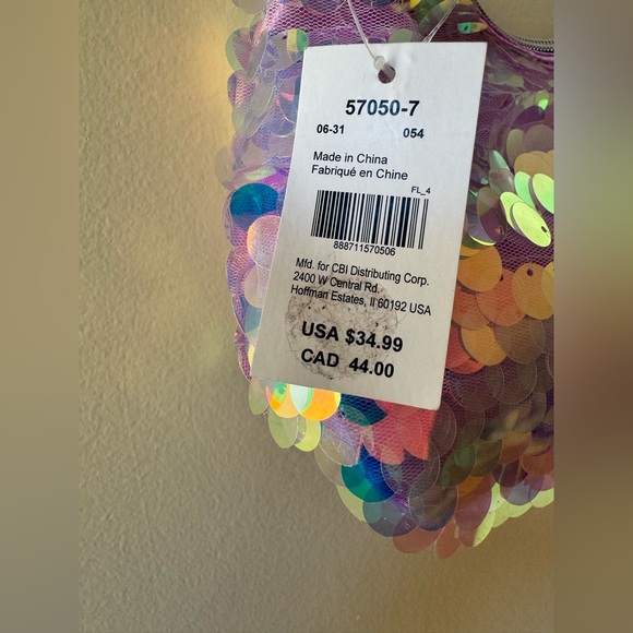 Claire's Purple Sequin Shoulder Bag - Picture 3 of 6